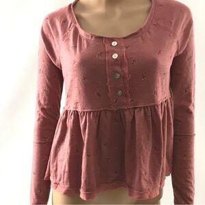 Altar'd State Dusty Rose Button-Front Blouse